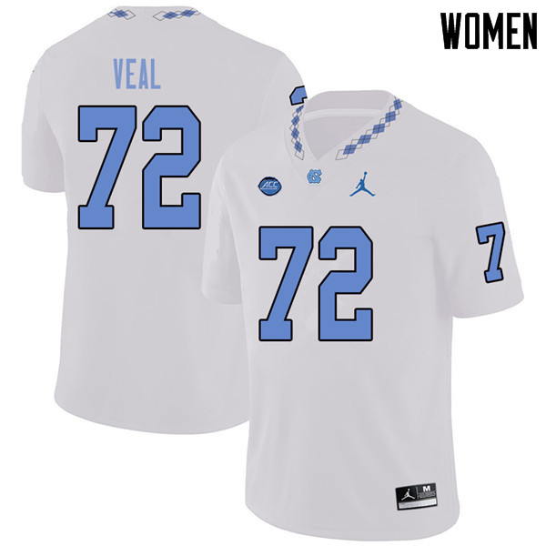 Jordan Brand Women #72 Mason Veal North Carolina Tar Heels College Football Jerseys Sale-White